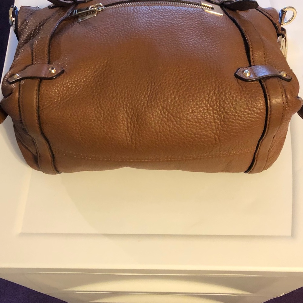LARGE MICHAEL KORS BEDFORD COGNAC PEBBLE LEATHER DOME CONVERTIBLE SATCHEL XBODY - Picture 7 of 10